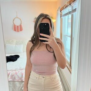 Elegant Sparkly Pink Strapless Top